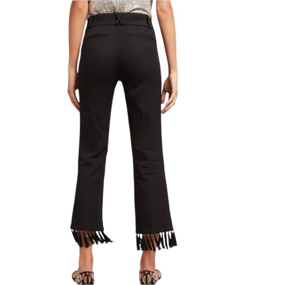 Anthropologie Black The Essential Tassel Hem Crop Flare Pants - Picture 2 of 10
